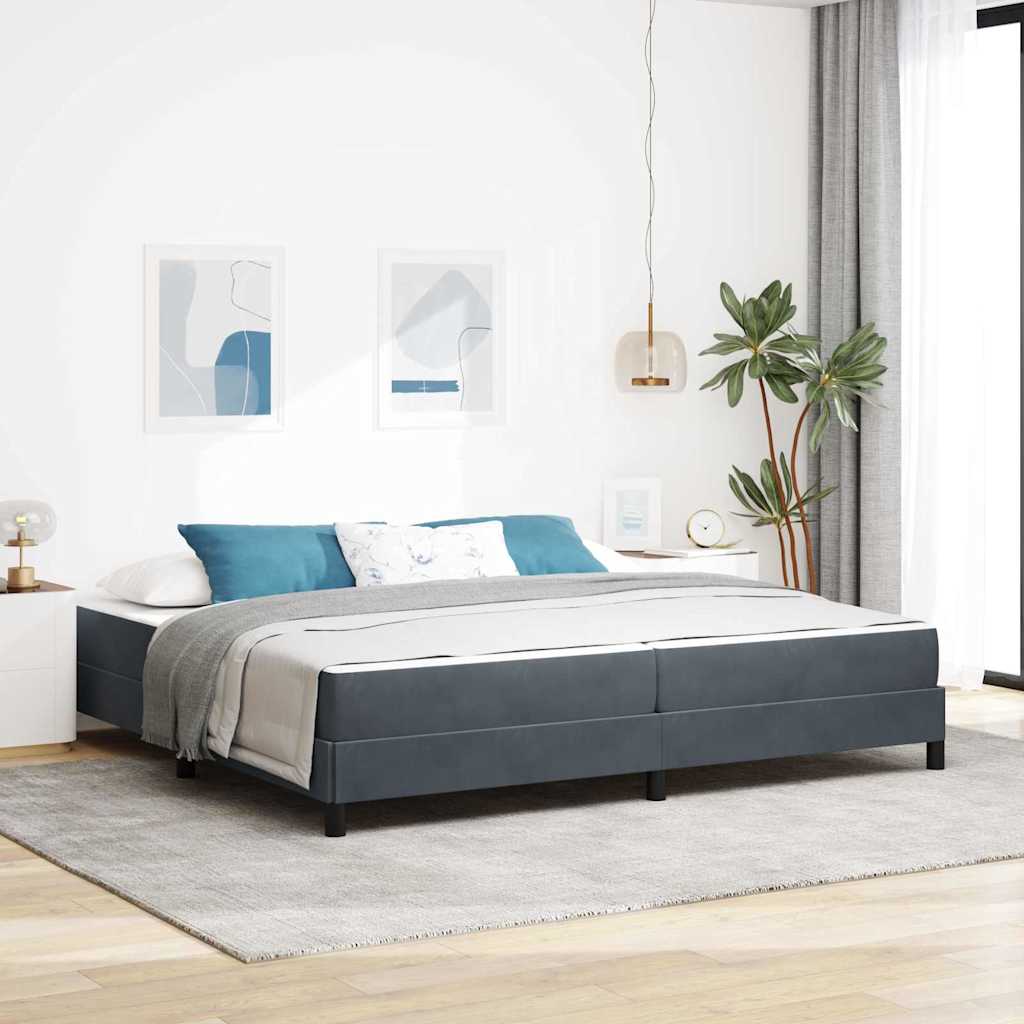 Letto a molle con materasso Grigio scuro 200 x 200 cm Tessuto
