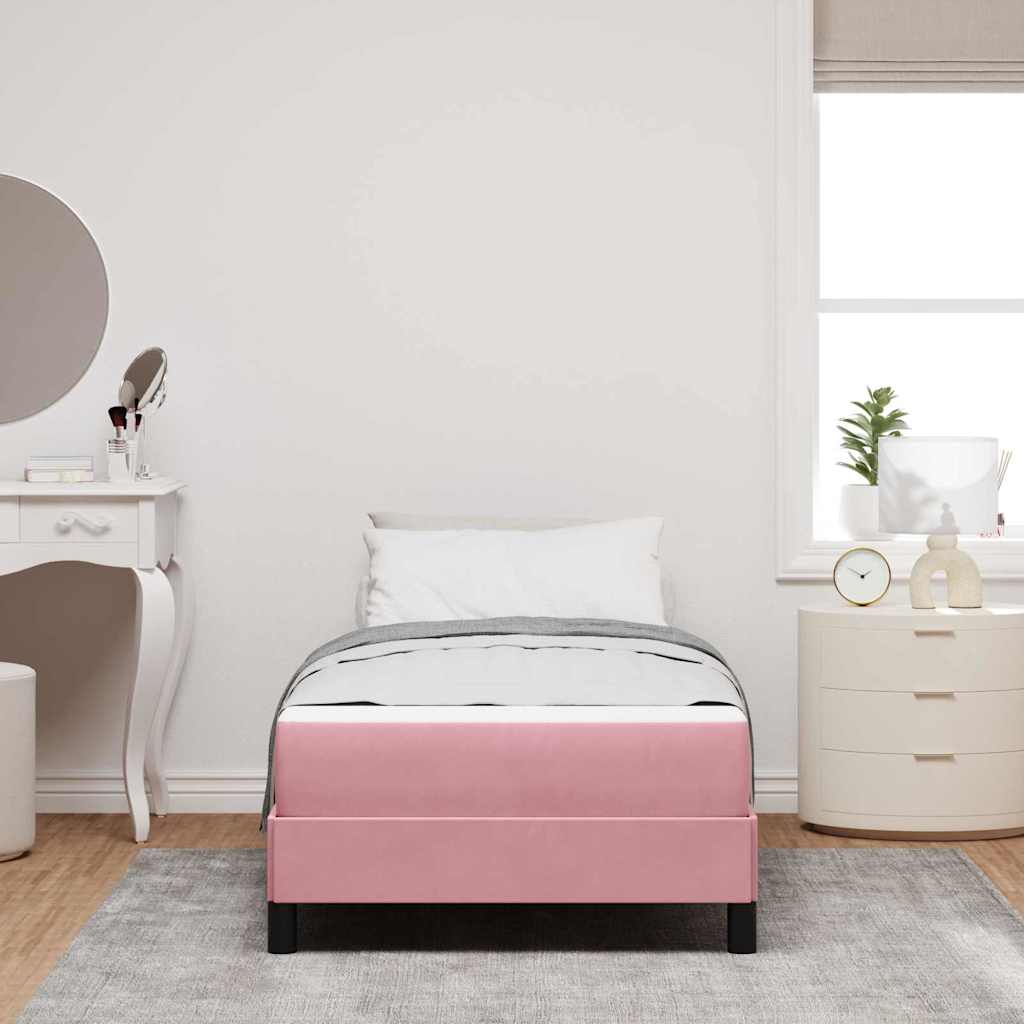 Letto a molle con materasso Rosa 100 x 210 cm Tessuto
