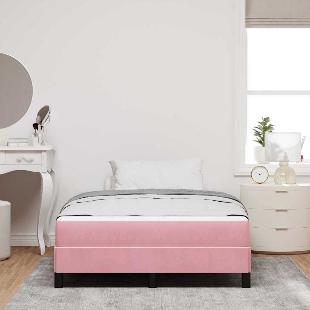 Letto a molle con materasso Rosa 120 x 210 cm Tessuto