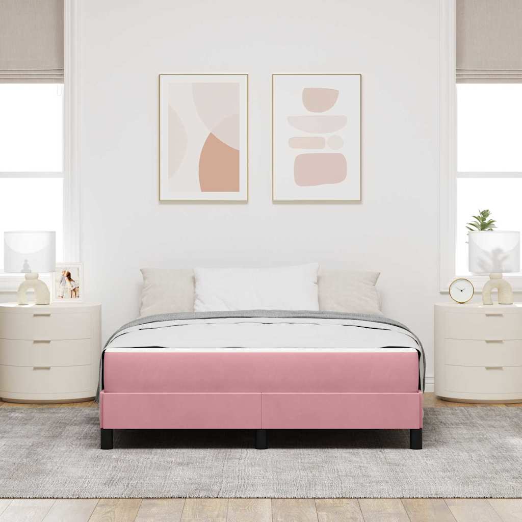 Letto a molle con materasso Rosa 140 x 210 cm Tessuto