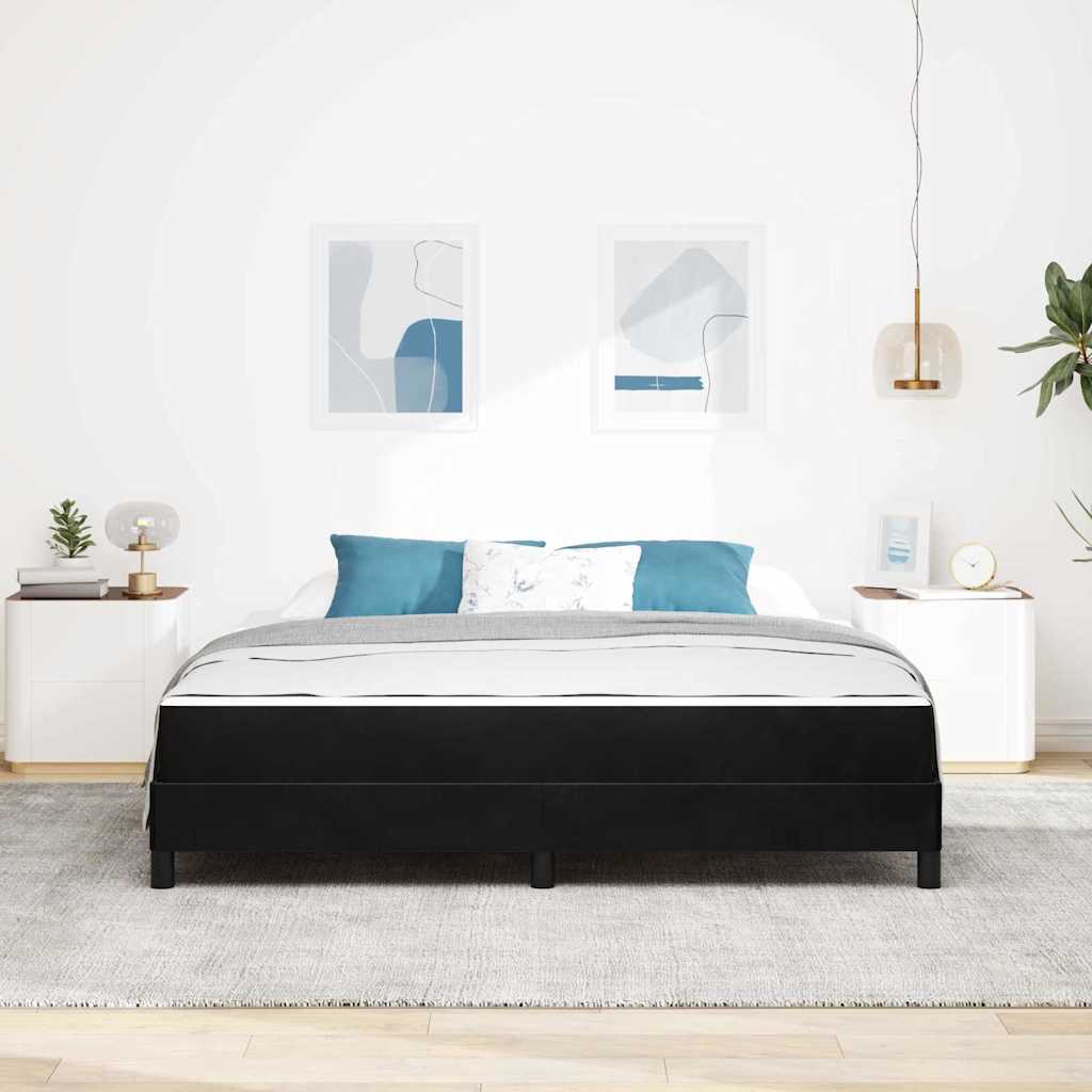 Letto a molle con materasso Nero 180 x 210 cm Tessuto