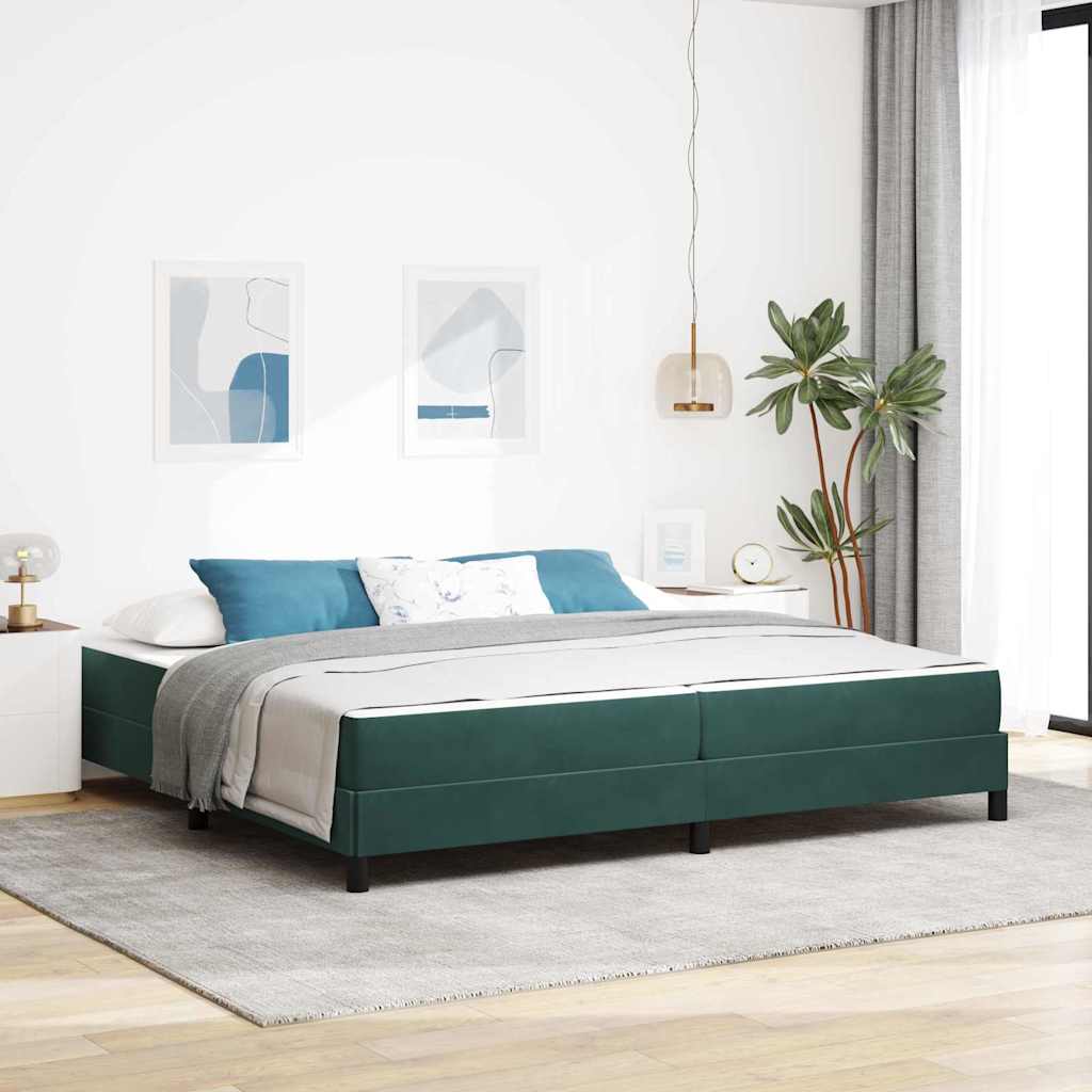 Letto a molle con materasso Verde Scuro 200 x 210 cm Tessuto