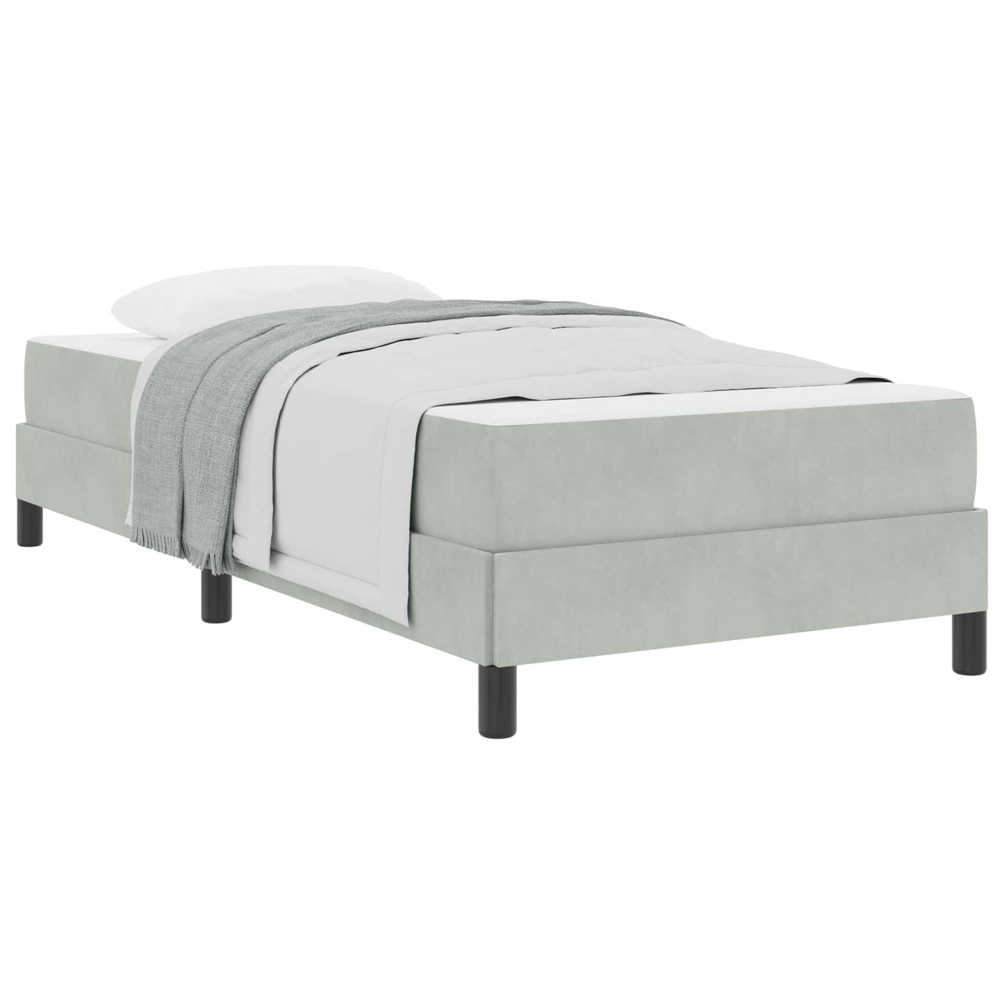 Letto a molle con materasso Grigio chiaro 80 x 220 cm Tessuto