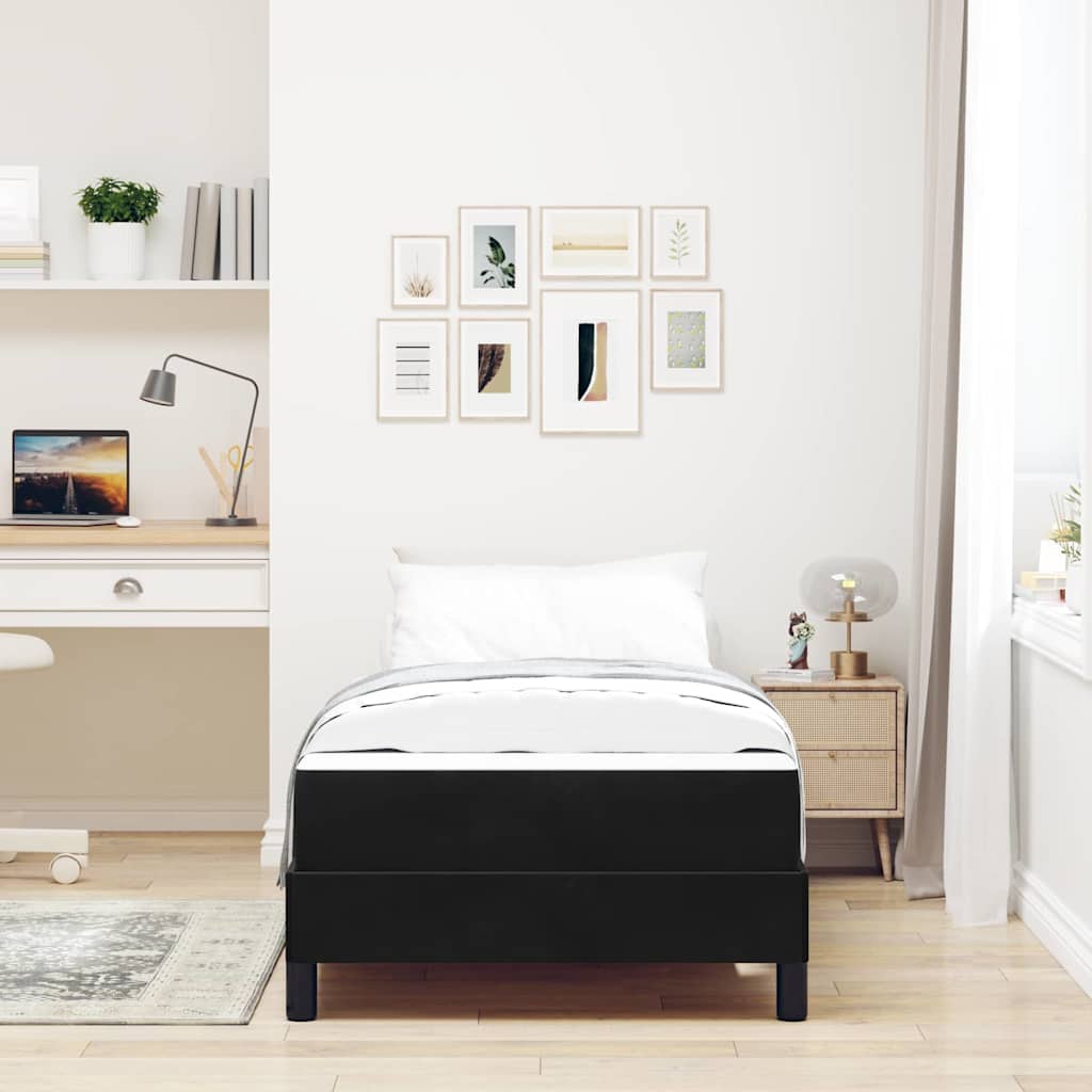 Letto a molle con materasso Nero 80 x 220 cm Tessuto