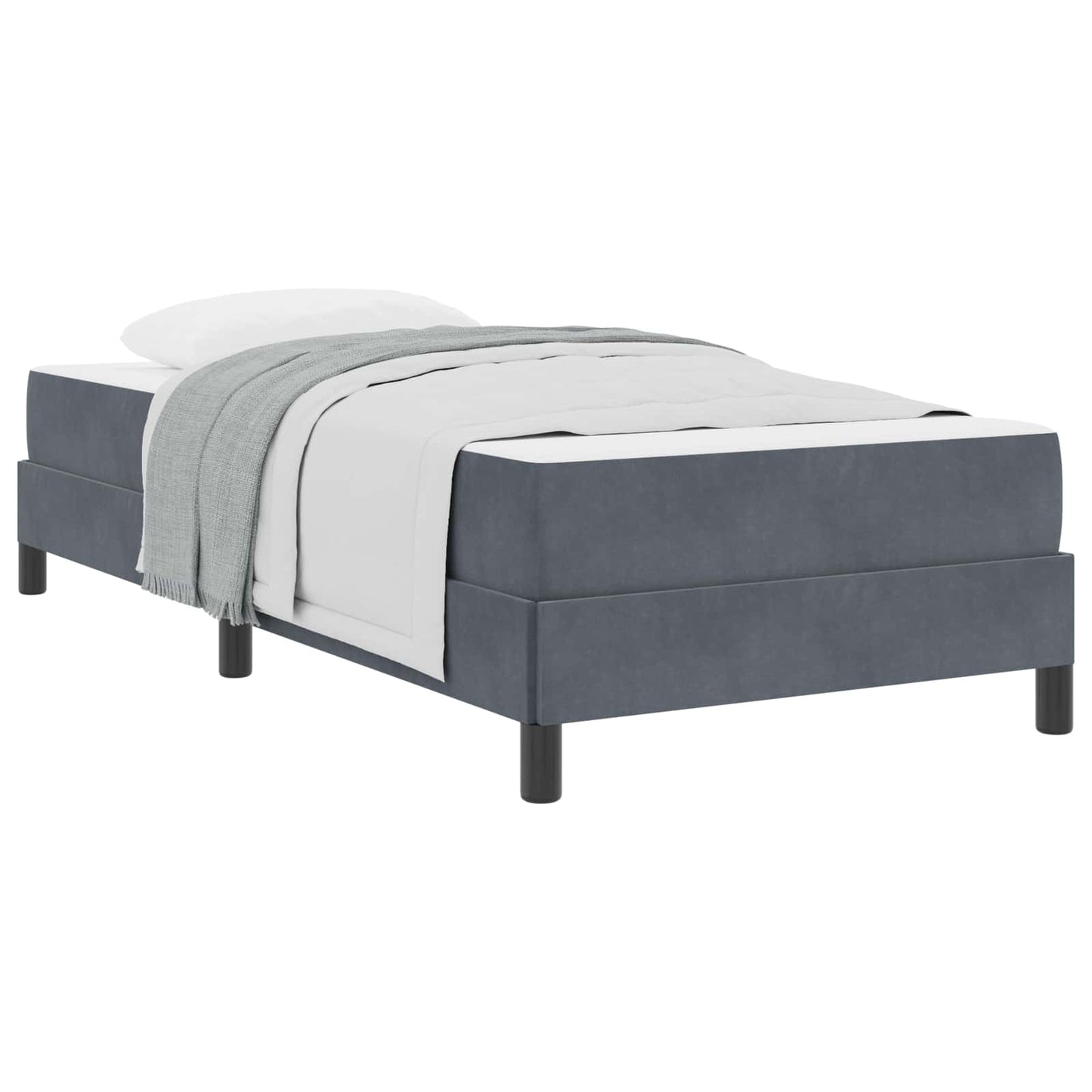 Letto a molle con materasso Grigio scuro 90 x 220 cm Tessuto