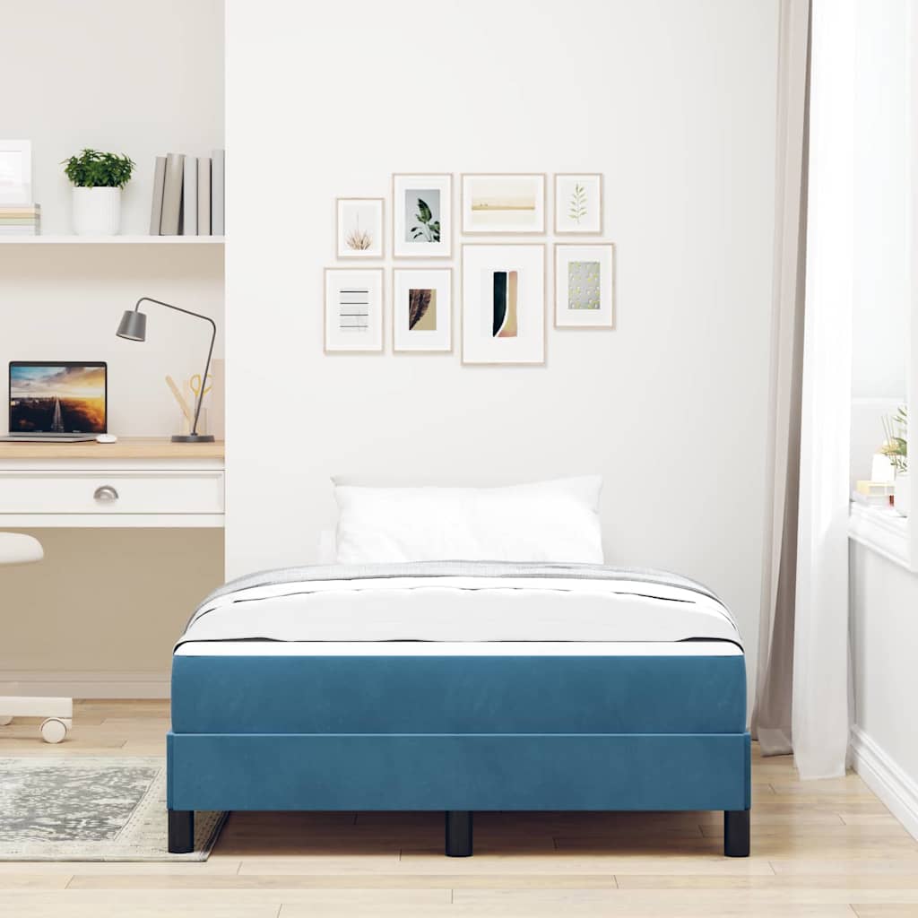 Letto a molle con materasso Blu Scuro 120 x 220 cm Tessuto