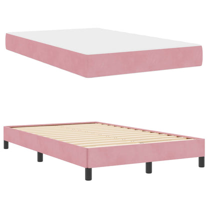 Letto a molle con materasso Rosa 120 x 220 cm Tessuto