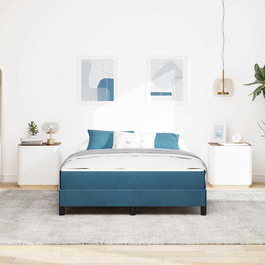 Letto a molle con materasso Blu Scuro 140 x 220 cm Tessuto
