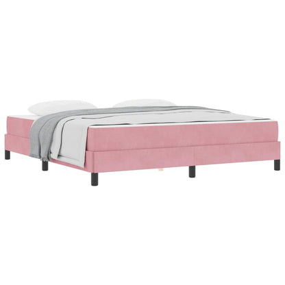 Letto a molle con materasso Rosa 180 x 220 cm Tessuto