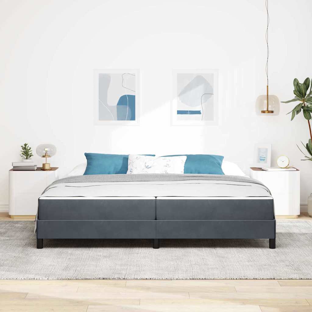 Letto a molle con materasso Grigio scuro 200 x 220 cm Tessuto