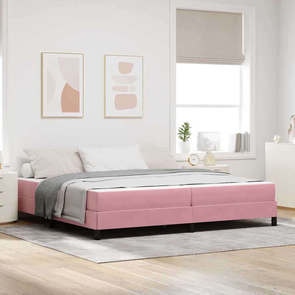 Letto a molle con materasso Rosa 200 x 220 cm Tessuto