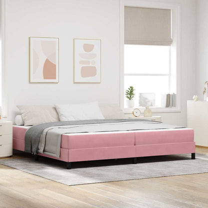 Letto a molle con materasso Rosa 200 x 220 cm Tessuto