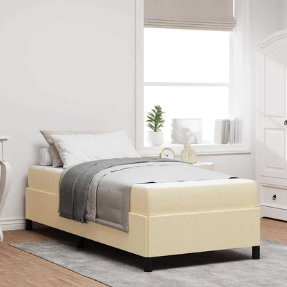 Letto a molle con materasso Crema 90 x 190 cm Tessuto