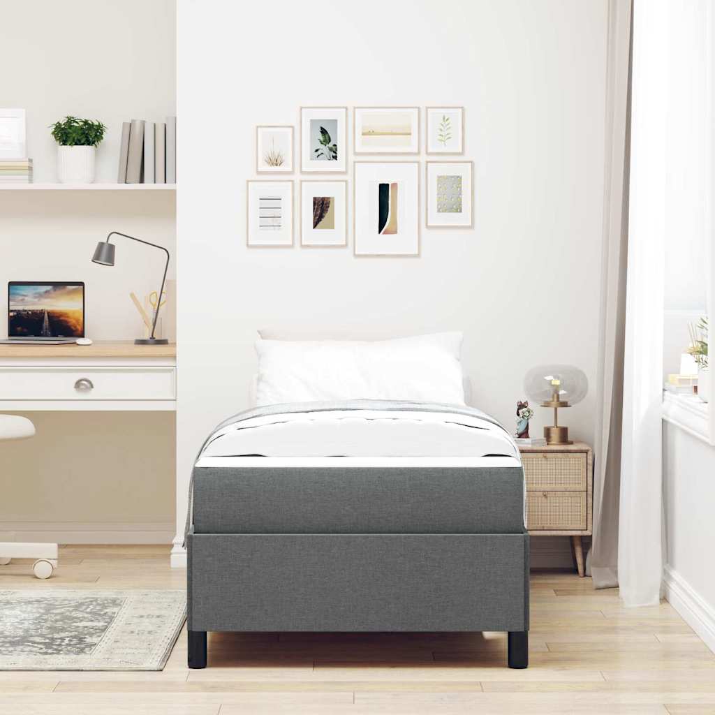Letto a molle Grigio scuro 100 x 200 cm Tessuto