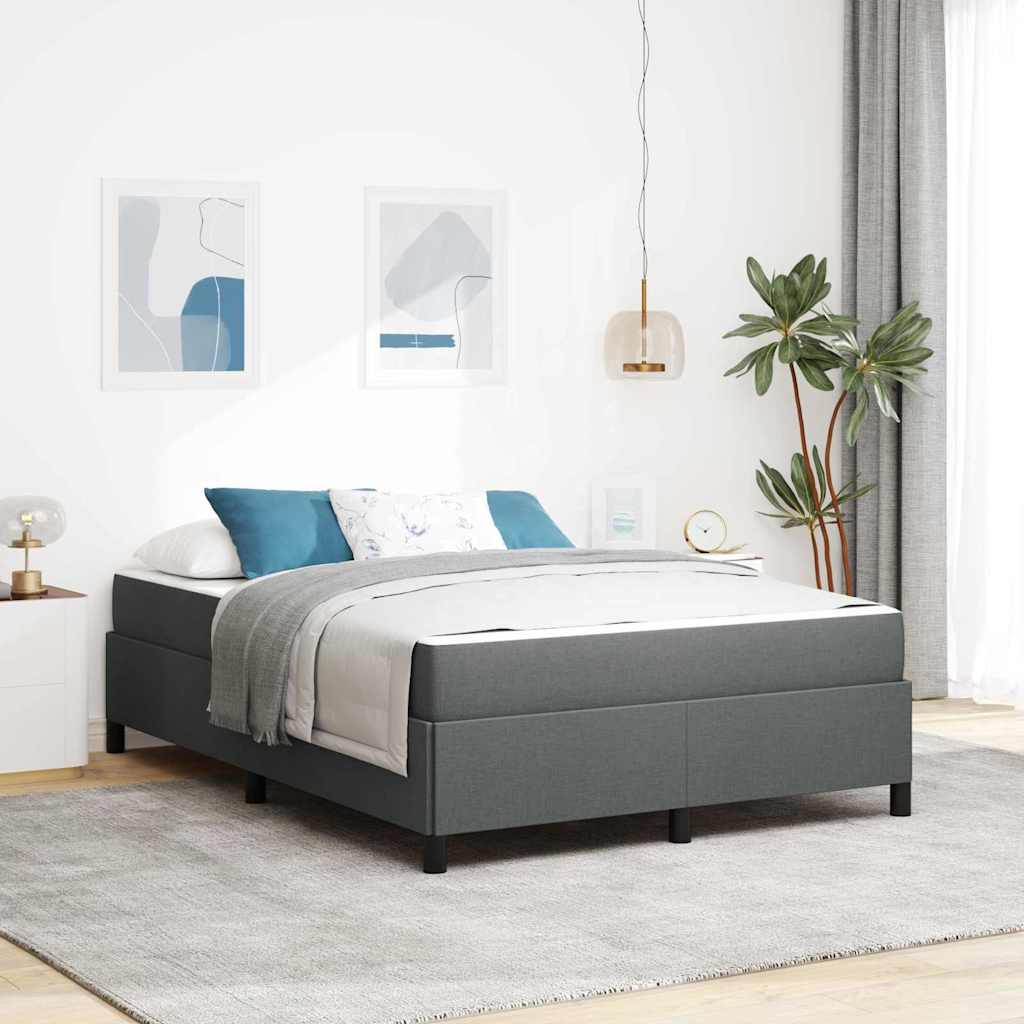 Letto a molle con materasso Grigio scuro 140 x 190 cm Tessuto