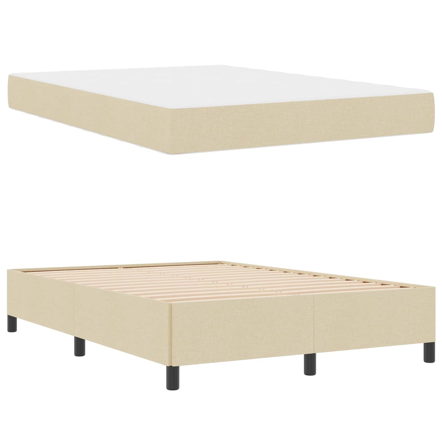 Letto a molle Crema 160 x 200 cm Tessuto