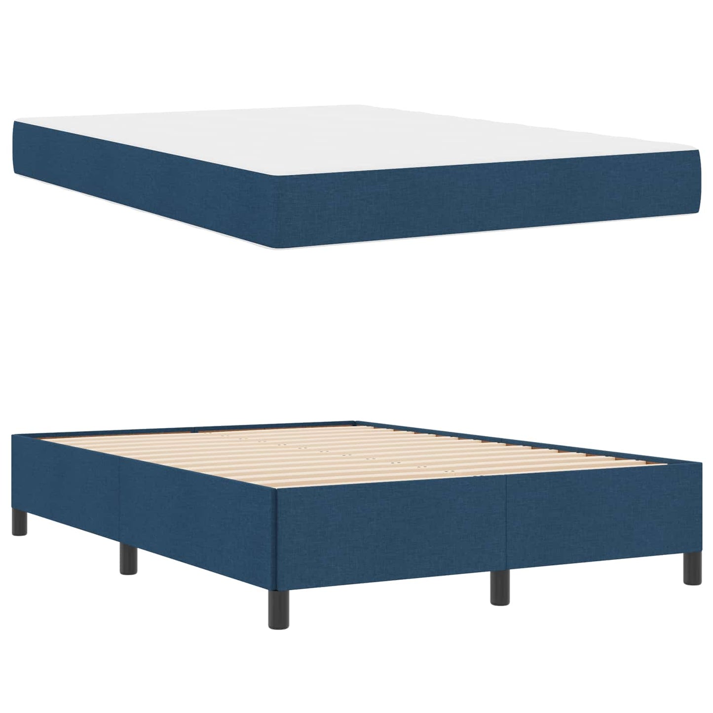 Letto a molle Blu 160 x 200 cm Tessuto