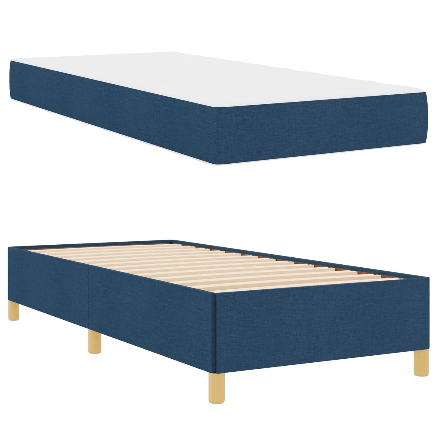 Struttura del letto con materasso Blu 80 x 200 cm Tessuto