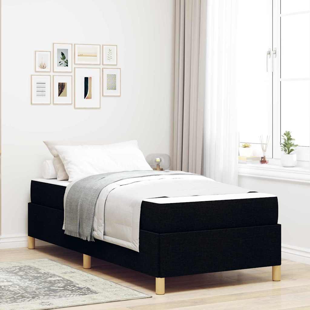 Struttura del letto con materasso Nero 90 x 190 cm Tessuto