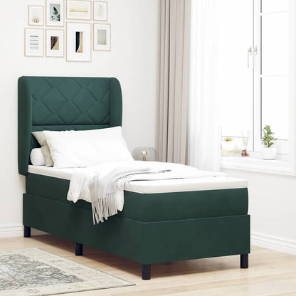 Letto a molle con materasso Verde Scuro 200 x 80 cm Velluto
