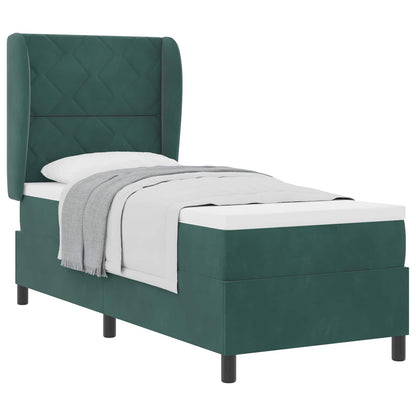 Letto a molle con materasso Verde Scuro 200 x 80 cm Velluto