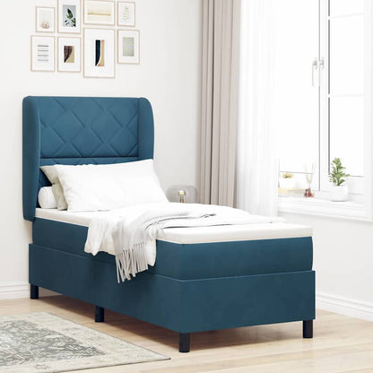 Letto a molle con materasso Blu Scuro 200 x 80 cm Velluto