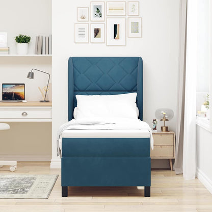 Letto a molle con materasso Blu Scuro 200 x 80 cm Velluto