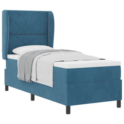 Letto a molle con materasso Blu Scuro 200 x 80 cm Velluto
