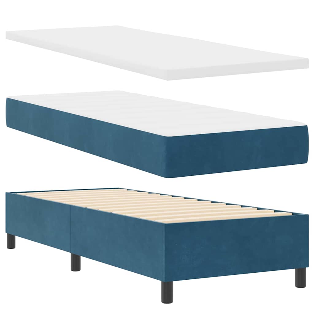 Letto a molle con materasso Blu Scuro 200 x 80 cm Velluto