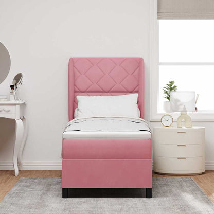 Letto a molle con materasso Rosa 200 x 80 cm Velluto
