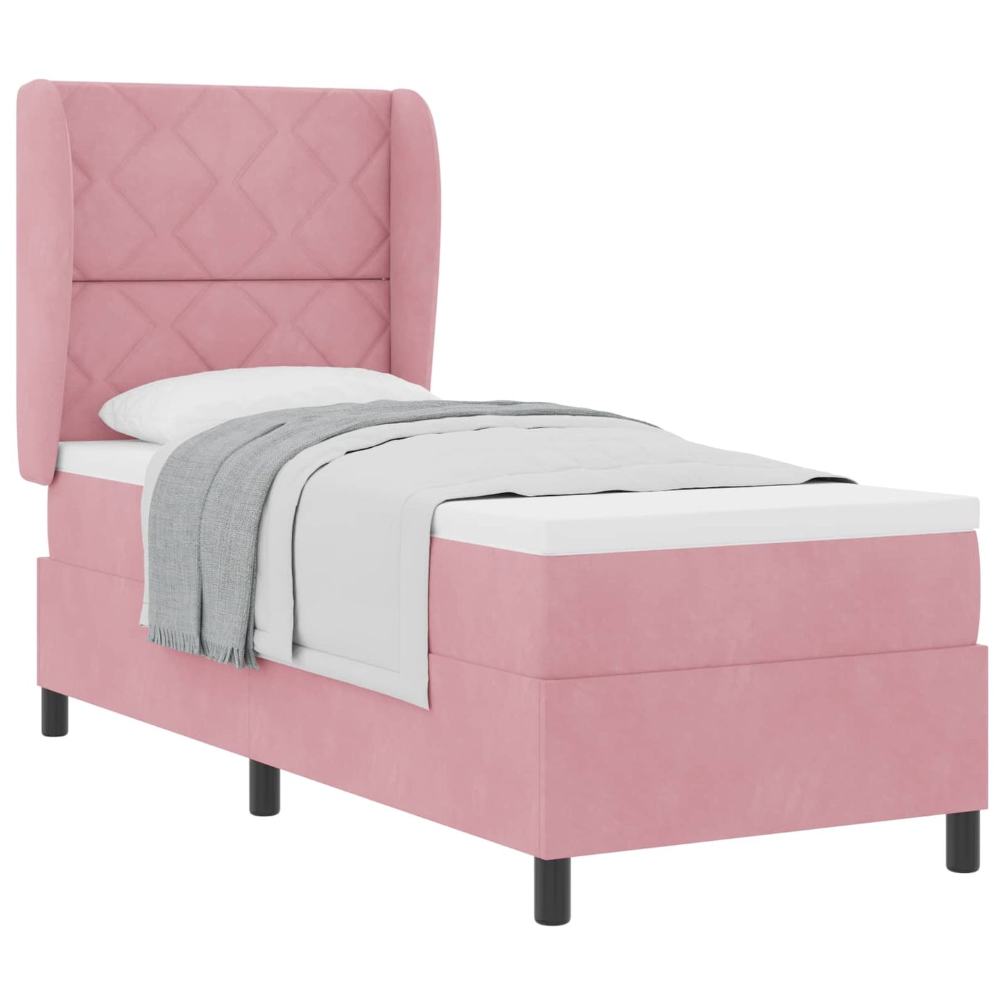 Letto a molle con materasso Rosa 200 x 80 cm Velluto