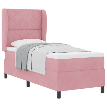 Letto a molle con materasso Rosa 200 x 80 cm Velluto