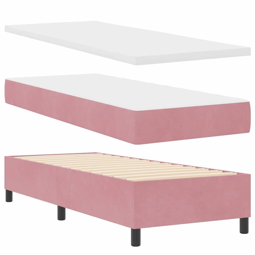 Letto a molle con materasso Rosa 200 x 80 cm Velluto