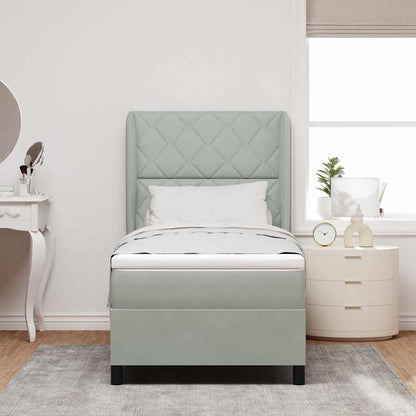 Letto a molle con materasso Grigio chiaro 190 x 90 cm Velluto