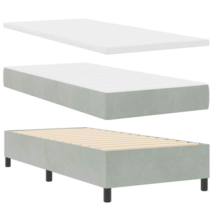 Letto a molle con materasso Grigio chiaro 190 x 90 cm Velluto