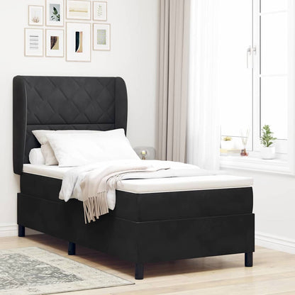 Letto a molle con materasso Nero 190 x 90 cm Velluto