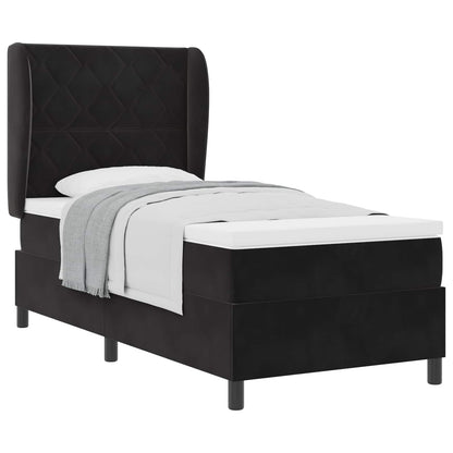 Letto a molle con materasso Nero 190 x 90 cm Velluto