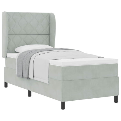 Letto a molle con materasso Grigio chiaro 200 x 90 cm Velluto