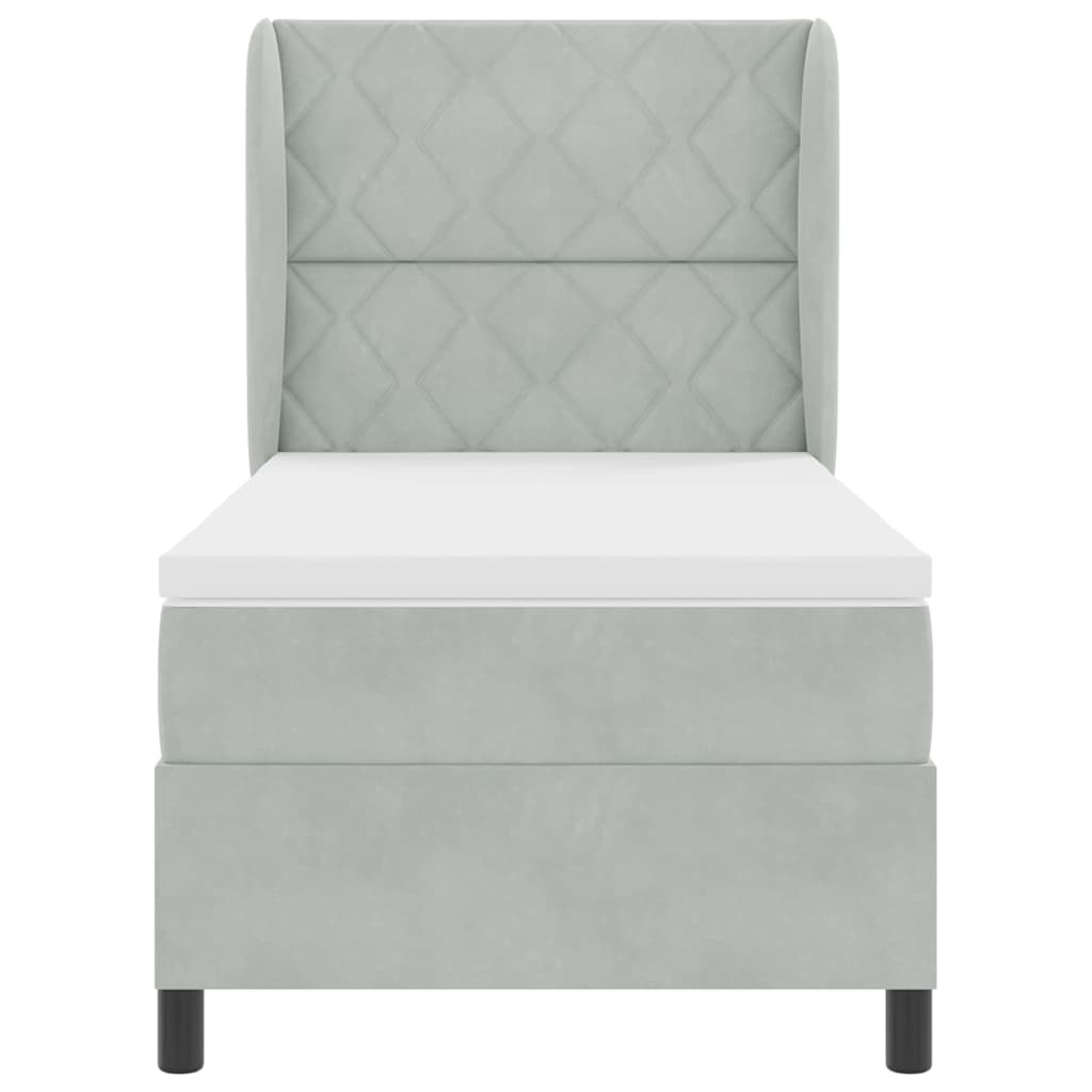Letto a molle con materasso Grigio chiaro 200 x 90 cm Velluto