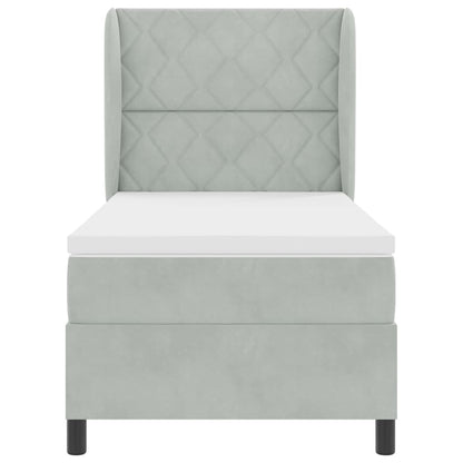 Letto a molle con materasso Grigio chiaro 200 x 90 cm Velluto
