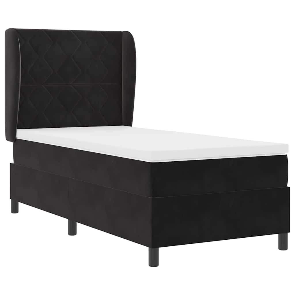 Letto a molle con materasso Nero 200 x 90 cm Velluto