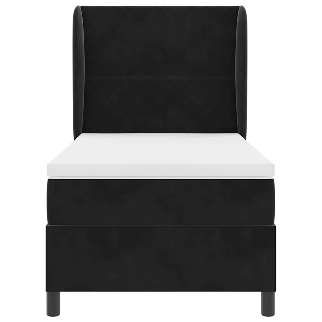 Letto a molle con materasso Nero 200 x 90 cm Velluto