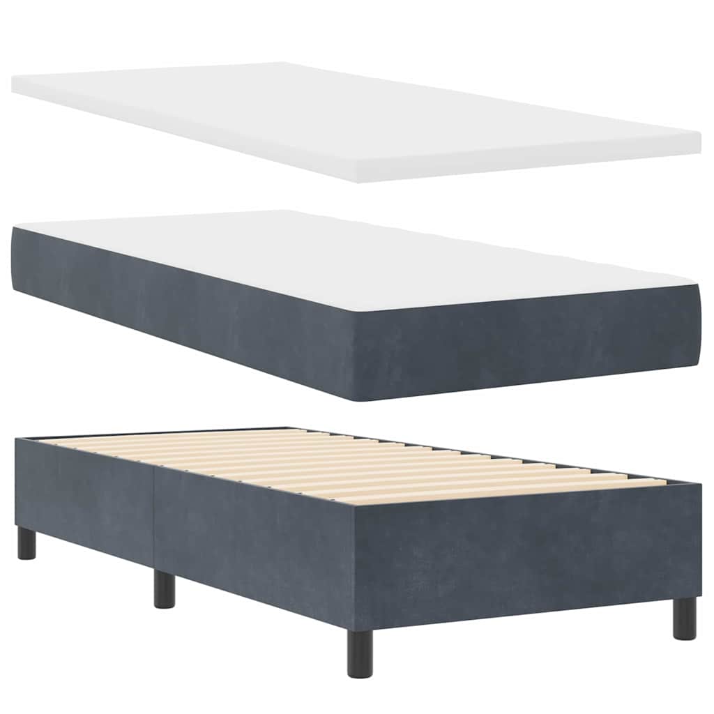 Letto a molle con materasso Grigio scuro 200 x 100 cm Velluto