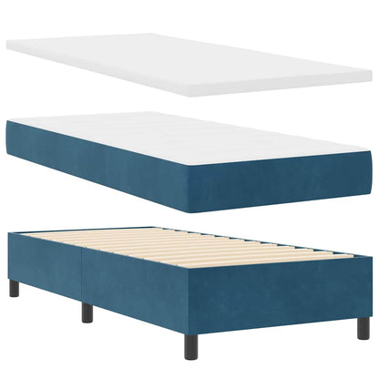 Letto a molle con materasso Blu Scuro 200 x 100 cm Velluto