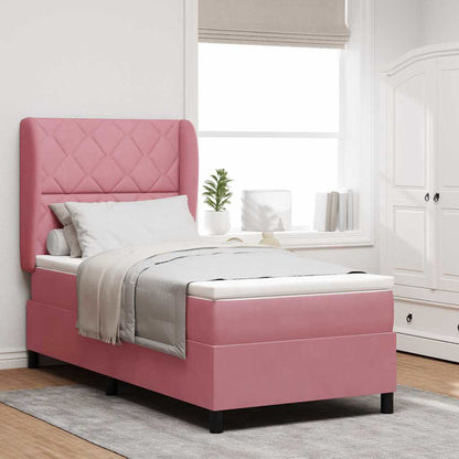 Letto a molle con materasso Rosa 200 x 100 cm Velluto