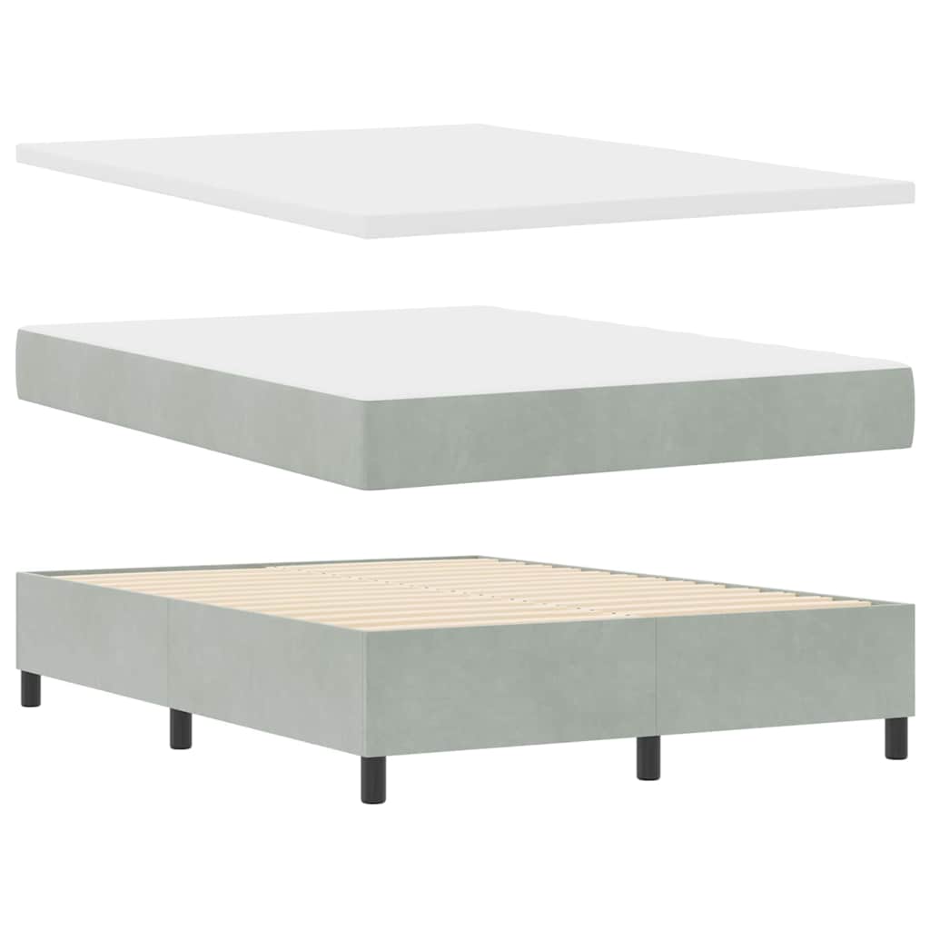 Letto a molle con materasso Grigio chiaro 190 x 140 cm Velluto