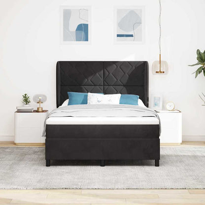 Letto a molle con materasso Nero 190 x 140 cm Velluto