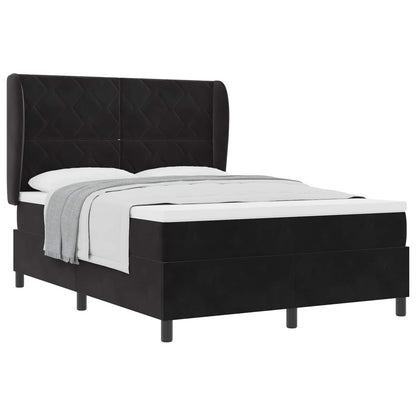 Letto a molle con materasso Nero 200 x 140 cm Velluto