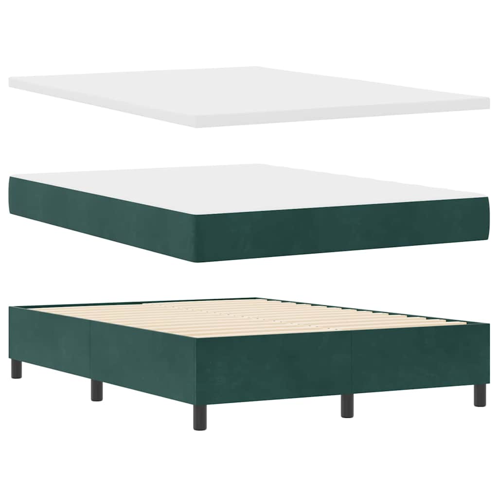 Letto a molle con materasso Verde Scuro 200 x 140 cm Velluto