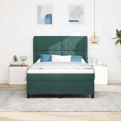 Letto a molle con materasso Verde Scuro 200 x 160 cm Velluto